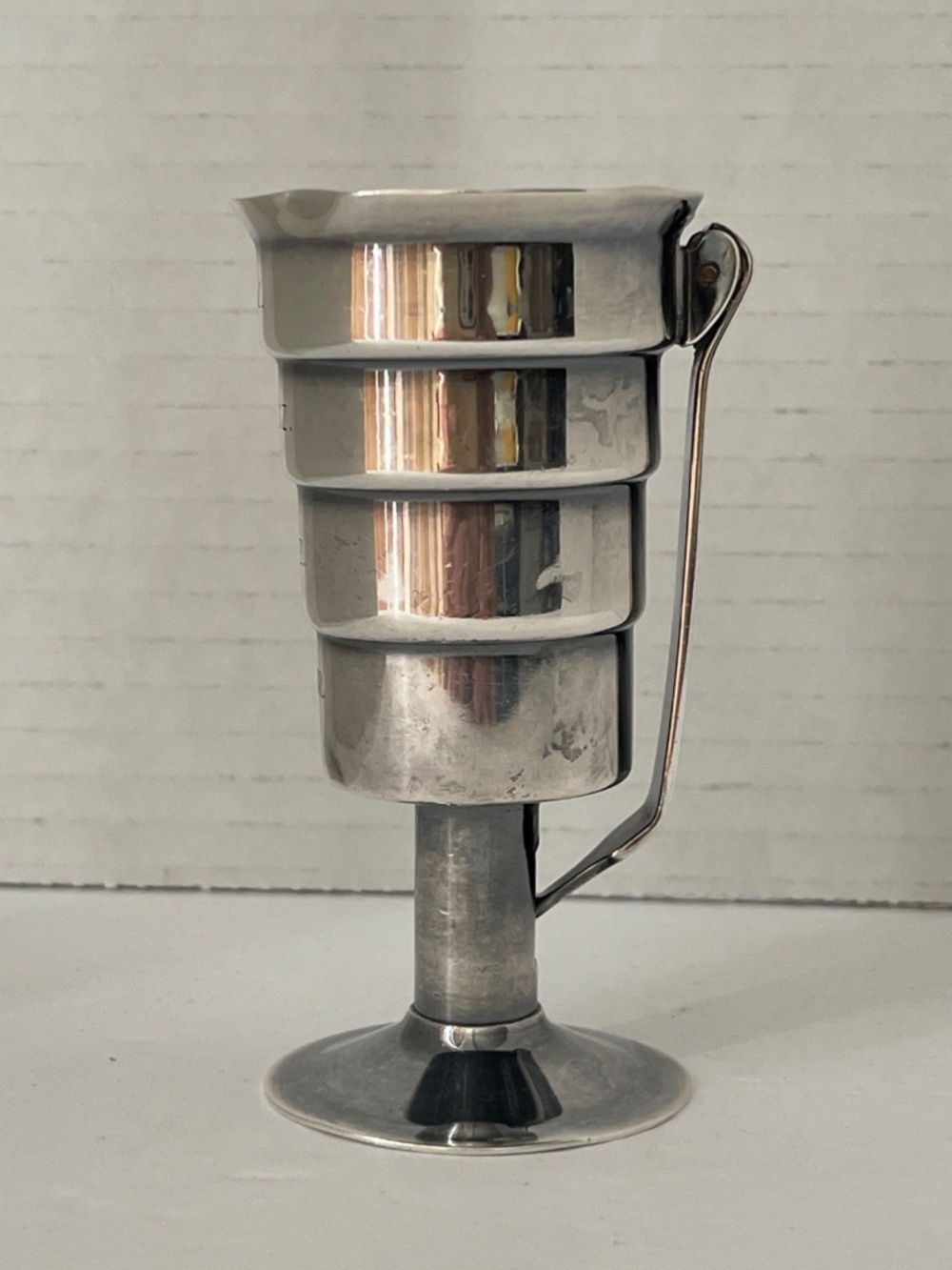 Vintage Napier Ziggurat  Jigger Mechanical Shot Dispenser Art Deco Silver Plate